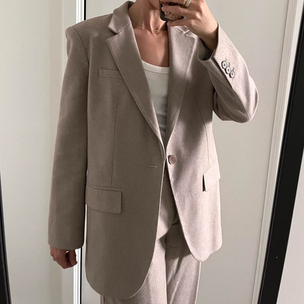 Babaton Taupe Blazer in wool-cashmere blend